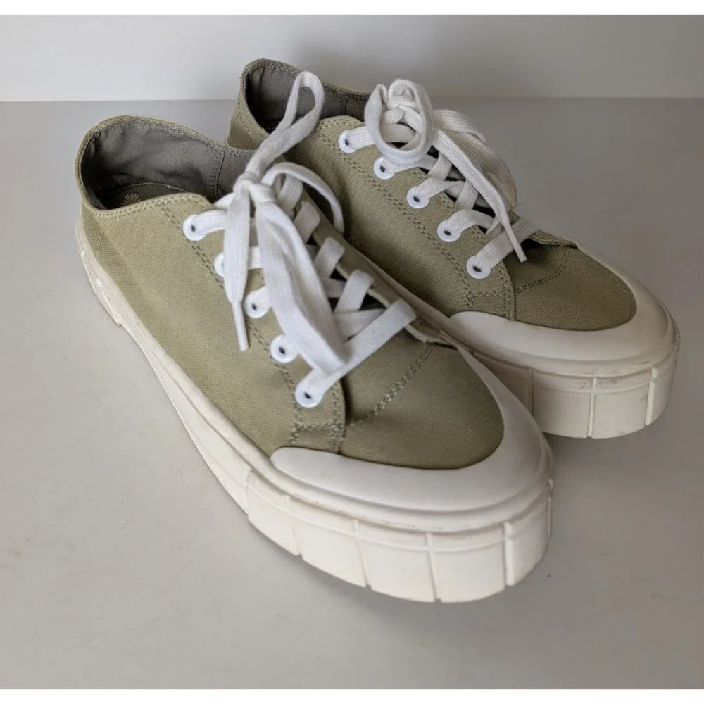 Mad Love Shoes Womens 11W Fran Casual Low Platform Sneakers Green Lace Up Canvas